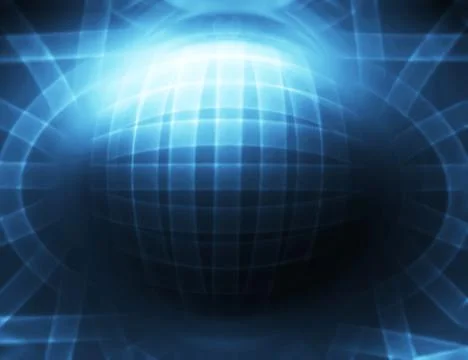 Horizontal blue 3d sphere abstract illustration background Stock Illustration