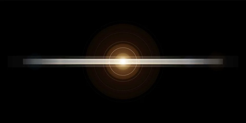 Horizontal Blue Anamorphic Light Streak and Optical Flare Stock Illustration