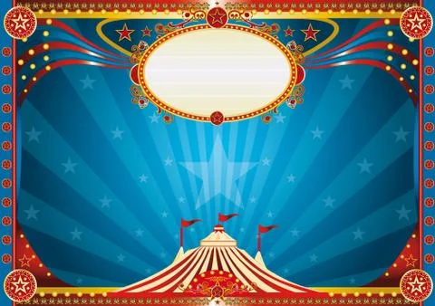 Horizontal blue circus background Stock Illustration