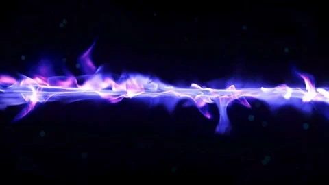 Horizontal blue fire flames on black background Stock Footage 336120422