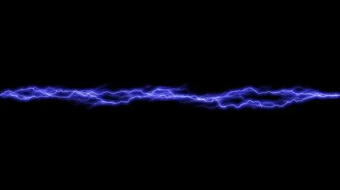 Horizontal blue lightning bolt on black background Stock Illustration