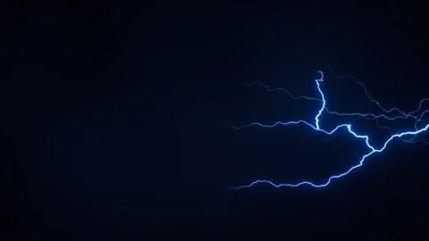 Horizontal blue lightning strike motion against dark background with electr.. Stockbeeldmateriaal 332230403