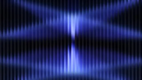 Horizontal blue neon light bar scanning across textured glass background Stock Footage 328034114