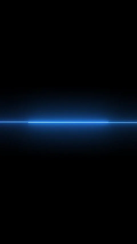 Horizontal blue neon light line on black background. Horizontal blue neon l.. Stock Footage 345723108