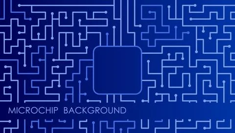 Horizontal blue processor circuit board abstract Illustrazione stock