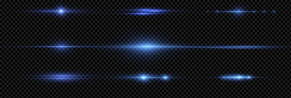 Horizontal blue rays of light Stock Illustration