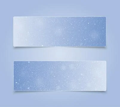 Horizontal Blue Rectangle Banners. Snow, Winter. Stock Illustration