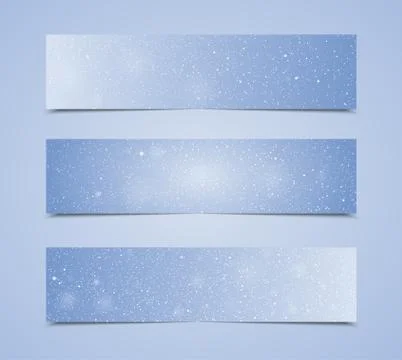 Horizontal Blue Rectangle Banners. Snow, Winter. Stock Illustration