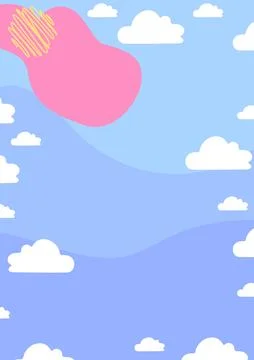 Horizontal Blue sky page template with clouds background. Stock Illustration