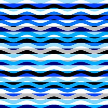 Horizontal blue strips pattern in a patchwork collage style. Illustrazione stock