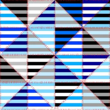 Horizontal blue strips pattern in a patchwork collage style. Illustrazione stock