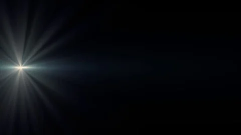 Horizontal blue sun star moving lights optical lens flares shiny animation art Stock Footage 84925026