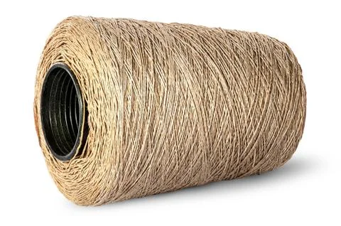 Horizontal bobbin of old dirty thread beige Stock Photos