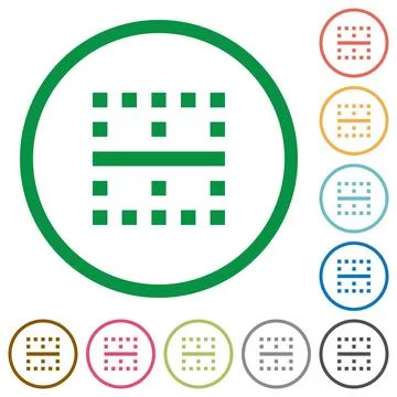 Horizontal border flat icons with outlines Stock Illustration