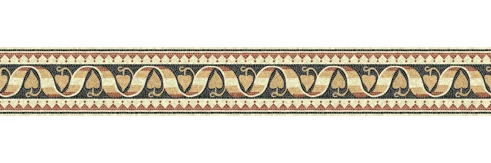 Horizontal border mosaic tiles, vector pattern Illustrazione stock