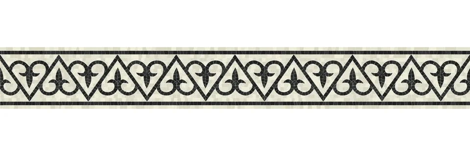 Horizontal border mosaic tiles, vector pattern Stock Illustration