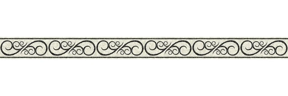 Horizontal border mosaic tiles, vector pattern Stock Illustration