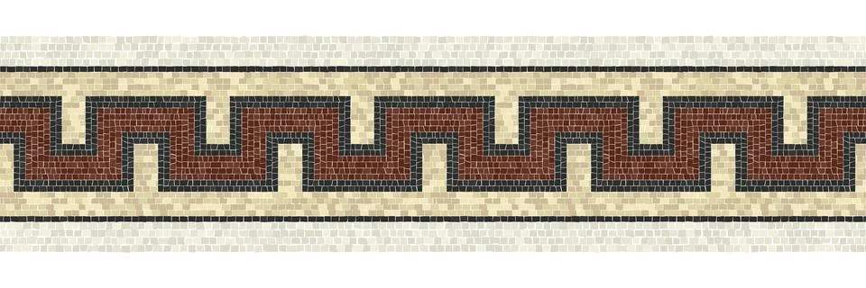 Horizontal border mosaic tiles, vector pattern Stock Illustration