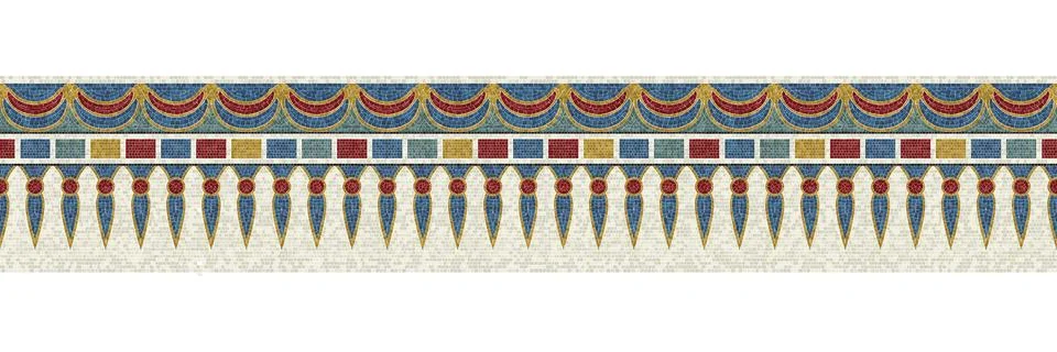 Horizontal border mosaic tiles, vector pattern Illustrazione stock