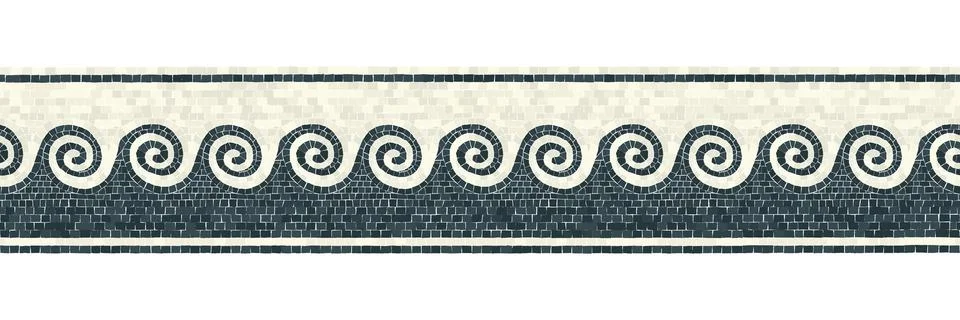 Horizontal border mosaic tiles, vector pattern Stock Illustration