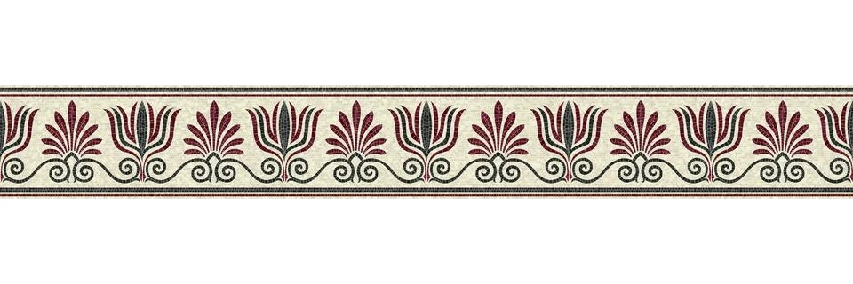 Horizontal border mosaic tiles, vector pattern Stock Illustration