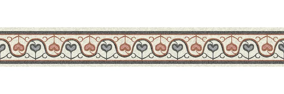 Horizontal border mosaic tiles, vector pattern Stock Illustration