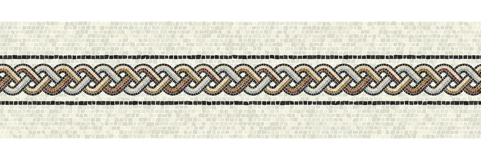 Horizontal border mosaic tiles, vector pattern 写真素材
