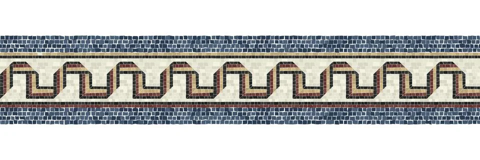 Horizontal border mosaic tiles, vector pattern 写真素材