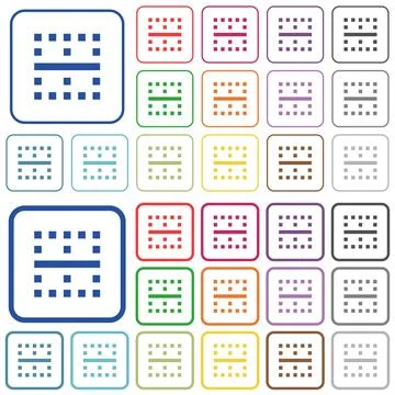 Horizontal border outlined flat color icons Stock Illustration