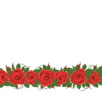 Horizontal border with red roses Stock Illustration