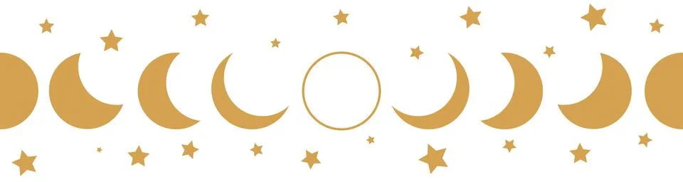 Horizontal border, set Magic and heavens seamless pattern, with magical ele.. Stock Illustration