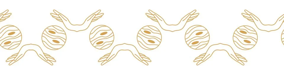 Horizontal border, set Magic and heavens seamless pattern, with magical ele.. 스톡 일러스트