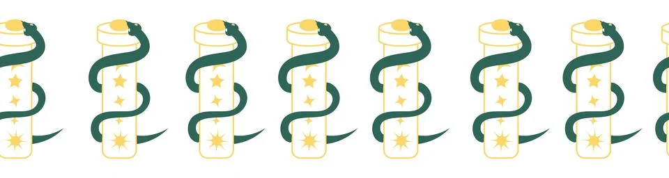 Horizontal border, set Magic and heavens seamless pattern, with magical ele.. Stock Illustration