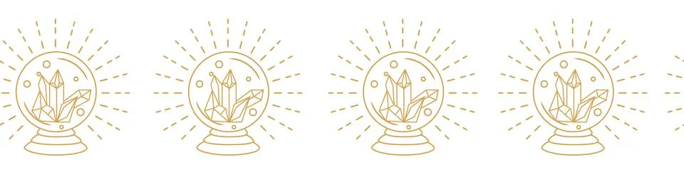 Horizontal border, set Magic and heavens seamless pattern, with magical ele.. Ilustração Stock