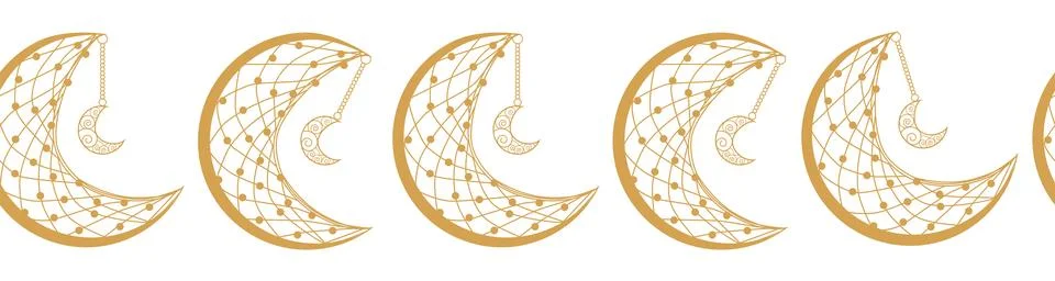 Horizontal border, set Magic and heavens seamless pattern, with magical ele.. Stock Illustration