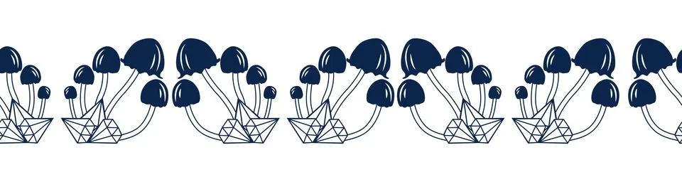 Horizontal border, set Magic and heavens seamless pattern, with magical ele.. Illustrazione stock