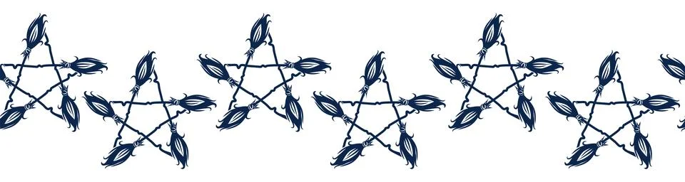 Horizontal border, set Magic and heavens seamless pattern, with magical ele.. Illustrazione stock