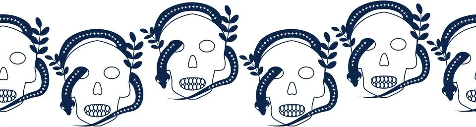 Horizontal border, set Magic and heavens seamless pattern, with magical ele.. Illustrazione stock