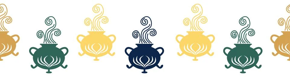 Horizontal border, set Magic and heavens seamless pattern, with magical ele.. 스톡 일러스트