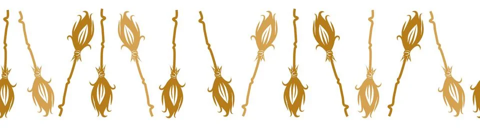 Horizontal border, set Magic and heavens seamless pattern, with magical ele.. Stock Illustration