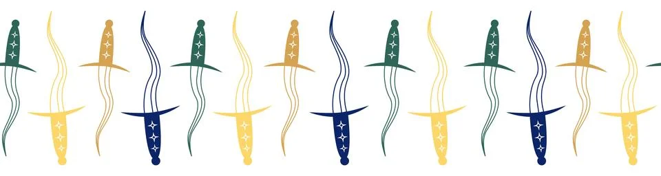 Horizontal border, set Magic and heavens seamless pattern, with magical ele.. Stock Illustration