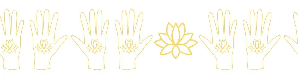 Horizontal border, set Magic and heavens seamless pattern, with magical ele.. Ilustração Stock