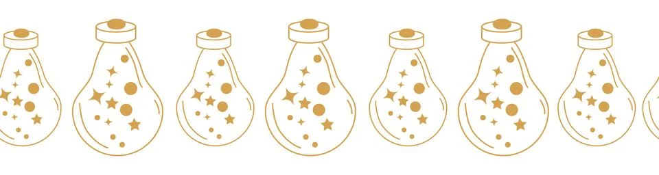 Horizontal border, set Magic and heavens seamless pattern, with magical eleme Ilustração Stock