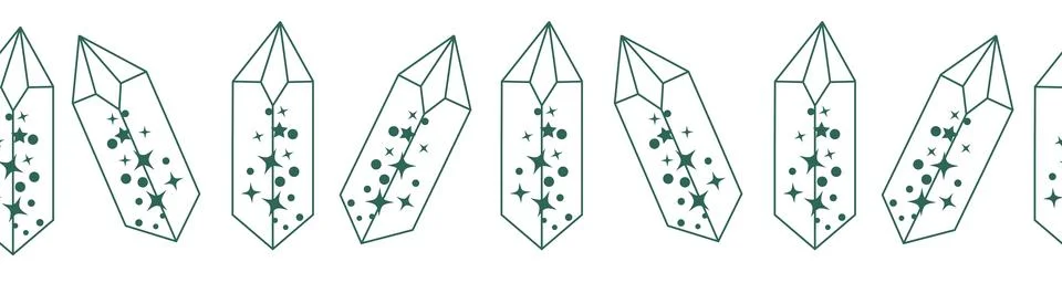 Horizontal border, set Magic and heavens seamless pattern, with magical eleme Ilustração Stock