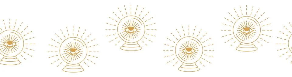 Horizontal border, set Magic and heavens seamless pattern, with magical eleme Stock Illustration