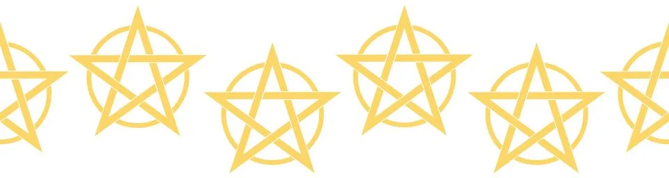 Horizontal border, set Magic and heavens seamless pattern, with magical eleme Stock Illustration