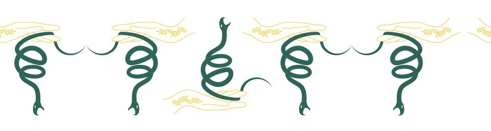 Horizontal border, set Magic and heavens seamless pattern, with magical eleme Ilustração Stock