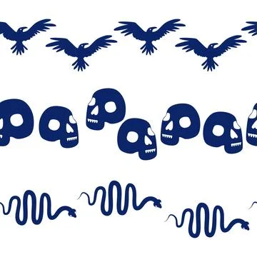 Horizontal border, set Magic and heavens seamless pattern, with magical ele.. Stock Illustration