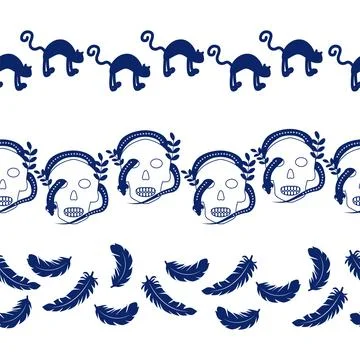 Horizontal border, set Magic and heavens seamless pattern, with magical ele.. Ilustração Stock