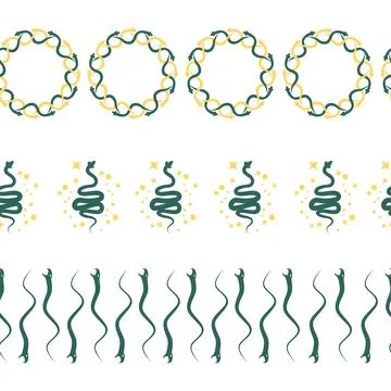 Horizontal border, set Magic and heavens seamless pattern, with magical ele.. Stock Illustration